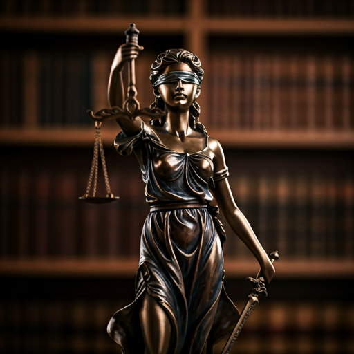 Estátua da Justiça — símbolo do compromisso do escritório com a imparcialidade e o rigor técnico